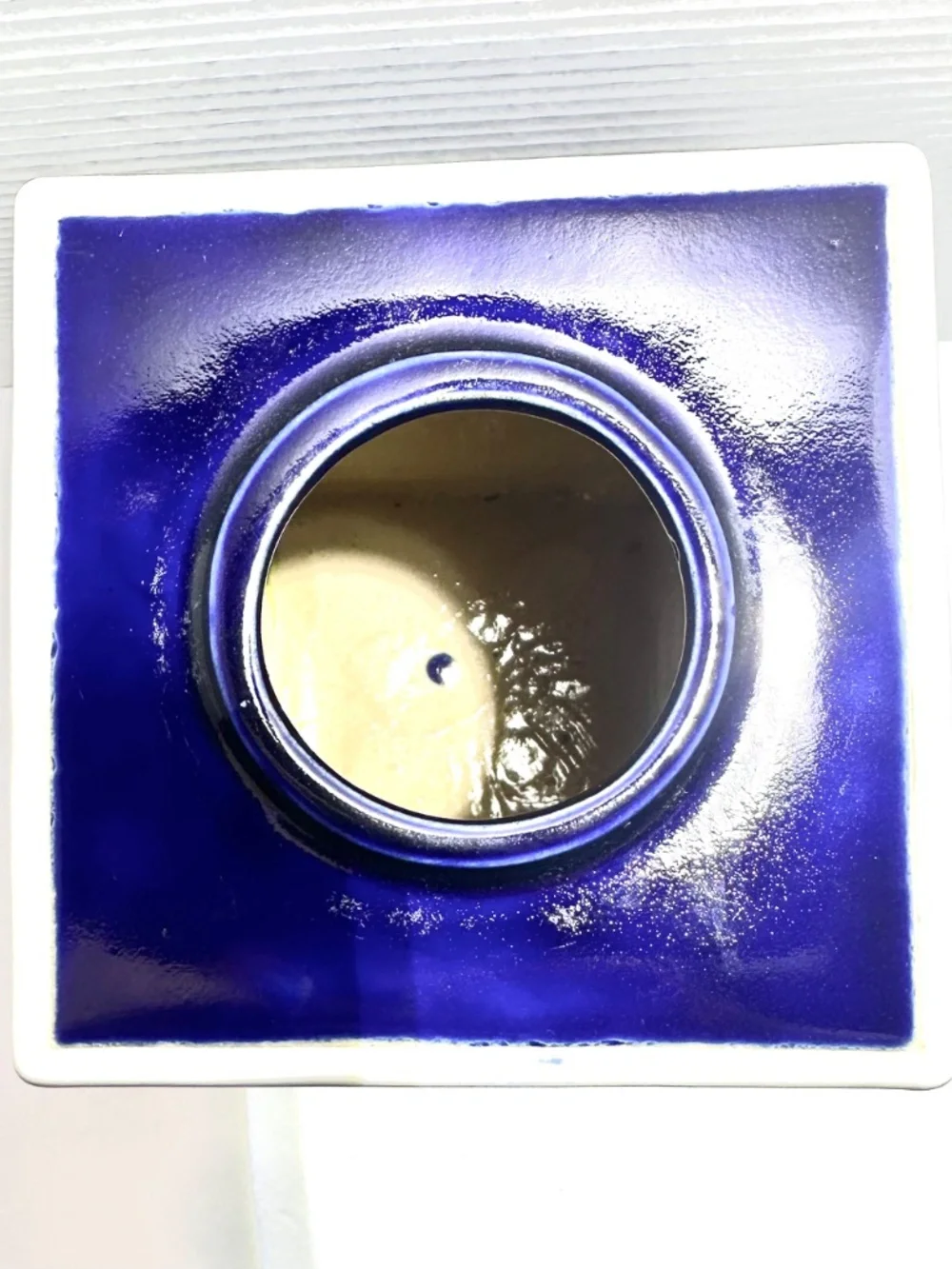 Jonathan Adler Haply Chic Cobalt Blue Ceramic Canister Vase Lid Vintage MCM Pop